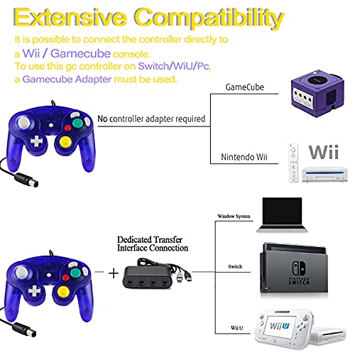 SONVIEE Mando con cable para Game Cube, NGC Controller Classic Game Cube Controller GC Game Cube NGC Compatible con Game Cube Wii U Switch PC Super Smash Bros