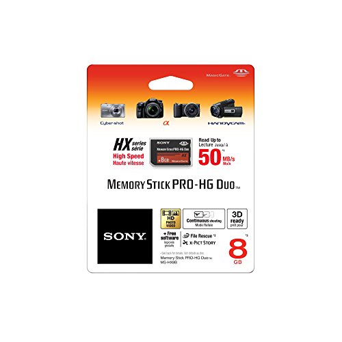 Sony MSHX8B - Tarjeta de Memoria Sony Memory Stick Pro-HG Duo de 8 GB (50 MB/s), Negro