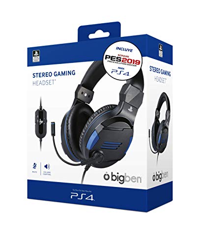 Sony Oficial - Auriculares Gaming Stereo, color negro + PES 2019 (PS4)