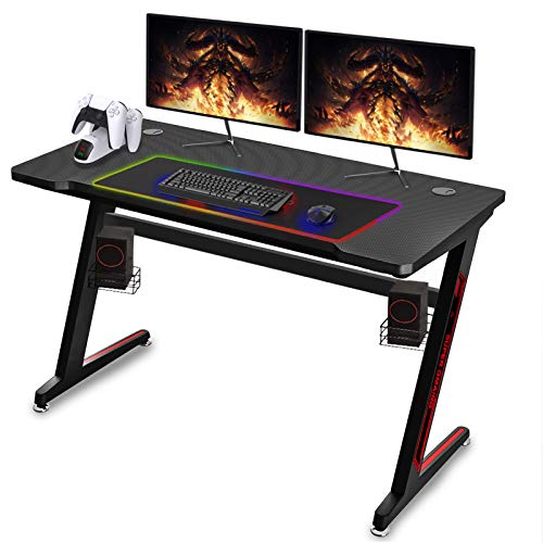 Soontrans Mesa Gaming Grande Mesa Escritorio para PC Ordenador Ergonomic Gaming Desk Mesa Gamer Fibra de Carbono 120 x 60 cm (ZA)