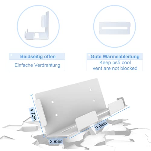 Soporte de pared para consola PS5, Accesorios PS5, Compatible con la consola ps5, Soporte de pared con rejillas de ventilación, Soporte de pared PS5 de metal sólido, (con destornillador y tornillos)