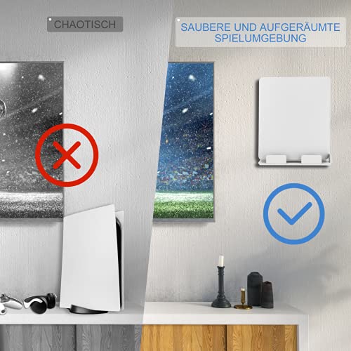 Soporte de pared para consola PS5, Accesorios PS5, Compatible con la consola ps5, Soporte de pared con rejillas de ventilación, Soporte de pared PS5 de metal sólido, (con destornillador y tornillos)