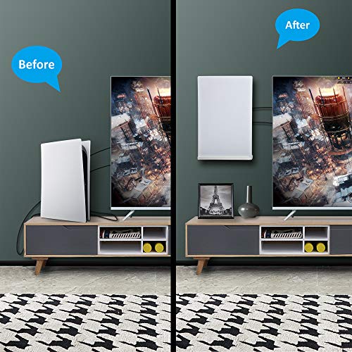 Soporte de pared para PS5, estable, limpio y que ahorra espacio, fácil instalación en la pared detrás o junto a su televisor (blanco)