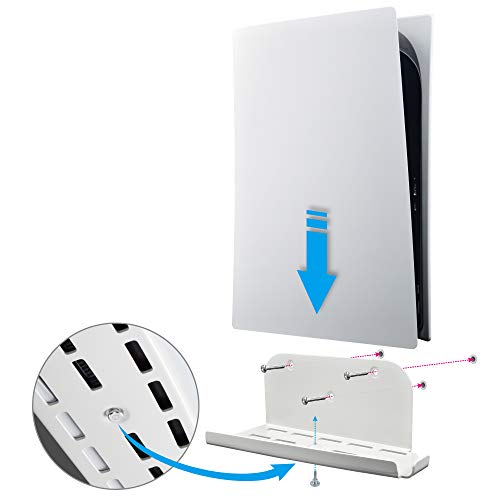 Soporte de pared para PS5, estable, limpio y que ahorra espacio, fácil instalación en la pared detrás o junto a su televisor (blanco)