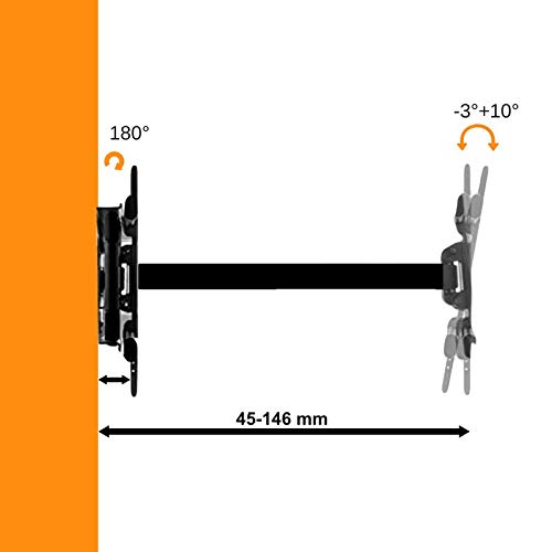 Soporte de Pared para TV 10-26 Pulgadas - Inclinación y Giratoria – MAX VESA 100x100mm - Ultra Delgado para Pantallas LED, LCD, Plasma y Curvadas - Capacidad de Carga Máx 13 kg