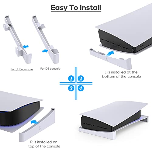 Soporte horizontal para PS5 Disc y PlayStation 5 Edición digital, soporte base para accesorios PS5 con antideslizante Mads para PlayStation 5 Disc y consola digital