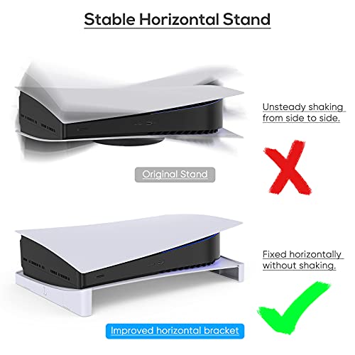 Soporte horizontal para PS5 Disc y PlayStation 5 Edición digital, soporte base para accesorios PS5 con antideslizante Mads para PlayStation 5 Disc y consola digital