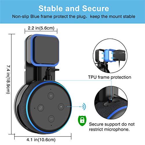 Soporte para Dot (3ra generación) Altavoz Inteligente, Cable Perfectamente recogido sin Tornillos, Soporte en cocinas, baño y Dormitorio - Negro