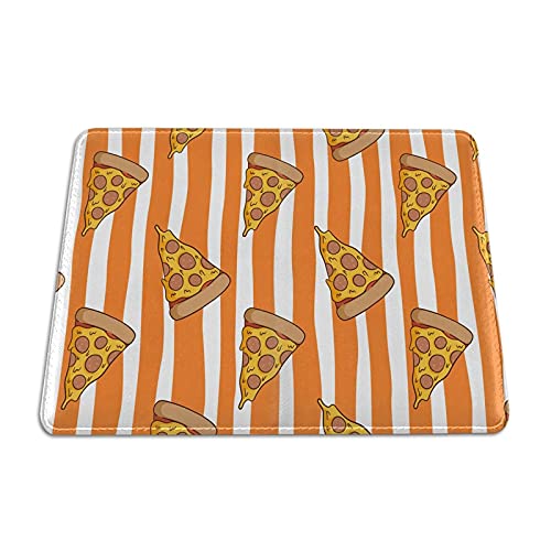 Soporte para Pasaporte Divertido Bacon Pizza Rayas Blancas y Naranjas Cartera de Viaje de Cuero PU Funda para Pasaporte Fundas para Pasaporte 5.5 Pulgadas