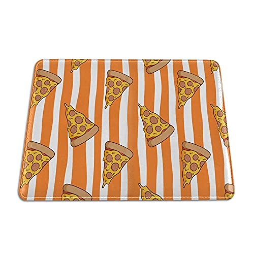 Soporte para Pasaporte Divertido Bacon Pizza Rayas Blancas y Naranjas Cartera de Viaje de Cuero PU Funda para Pasaporte Fundas para Pasaporte 5.5 Pulgadas