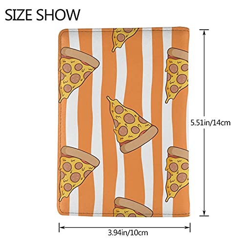 Soporte para Pasaporte Divertido Bacon Pizza Rayas Blancas y Naranjas Cartera de Viaje de Cuero PU Funda para Pasaporte Fundas para Pasaporte 5.5 Pulgadas
