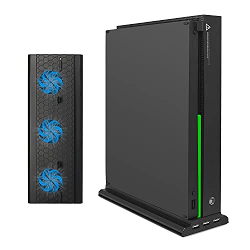 Soporte vertical FastSnail para Xbox One X con refrigerador, 3 puertos USB y una barra de luz (solo para Xbox One X)
