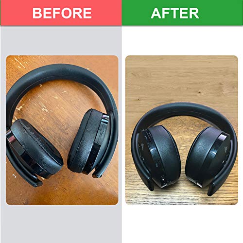 SOULWIT Almohadillas de Repuesto para Sony New Gold Wireless Playstation PS4 Headset, 2018 Version, Model CUHYA-0080, con Cuero de Proteína Suave, Espesor Agregado (Negro)