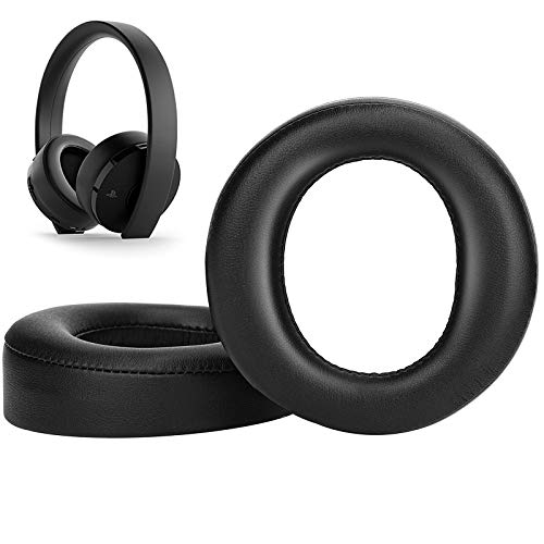 SOULWIT Almohadillas de Repuesto para Sony New Gold Wireless Playstation PS4 Headset, 2018 Version, Model CUHYA-0080, con Cuero de Proteína Suave, Espesor Agregado (Negro)