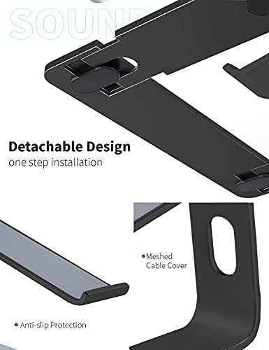 SOUNDANCE Soporte para Portátil, Soporte Ordenadores Portátiles, Soporte para Laptop de Aluminio, Bases de Portátiles para MacBook Notebook PC, Mesa para Ordenador para 10-15,6 Pulgadas Laptop, Negro