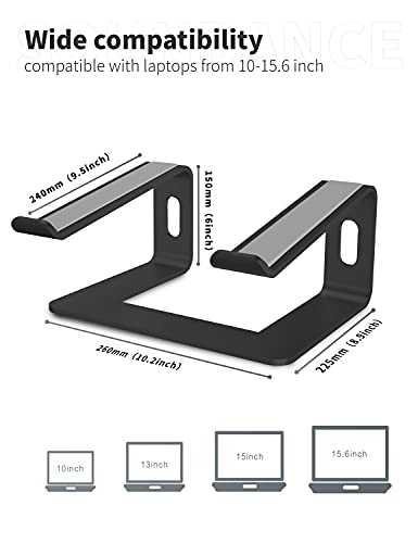 SOUNDANCE Soporte para Portátil, Soporte Ordenadores Portátiles, Soporte para Laptop de Aluminio, Bases de Portátiles para MacBook Notebook PC, Mesa para Ordenador para 10-15,6 Pulgadas Laptop, Negro