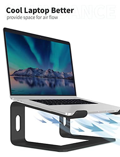 SOUNDANCE Soporte para Portátil, Soporte Ordenadores Portátiles, Soporte para Laptop de Aluminio, Bases de Portátiles para MacBook Notebook PC, Mesa para Ordenador para 10-15,6 Pulgadas Laptop, Negro