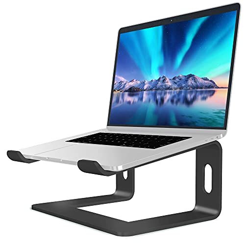 SOUNDANCE Soporte para Portátil, Soporte Ordenadores Portátiles, Soporte para Laptop de Aluminio, Bases de Portátiles para MacBook Notebook PC, Mesa para Ordenador para 10-15,6 Pulgadas Laptop, Negro