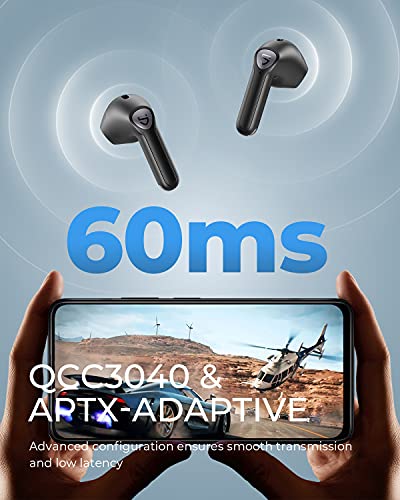 SoundPEATS Auriculares Inalambricos Air3, Auriculares Bluetooth 5.2 QCC3040 aptX-Adaptable 4-Micrófono Llamada de Reducción de Ruido CVC, Modo de Juego, Detección Automática de Oreja, Talla Pequeña
