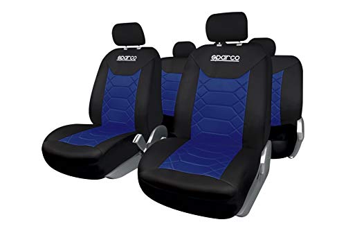 Sparco SPC1016AZ - Juego de Fundas de Asiento BK, Negro/Azul