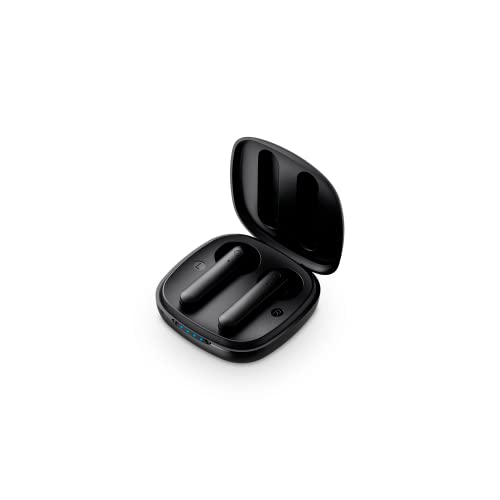 SPC Zion GO – Auriculares True Wireless ultraligeros con Manos Libres para 13horas de música con Varias Cargas, Control táctil, Asistente de Voz, conexión Bluetooth BLE y Resistente al Agua, Negra