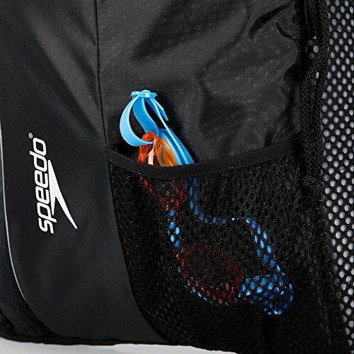 Speedo Deluxe Ventilator Mesh Bag Mochila, Unisex, Negra/Blanca, Talla única