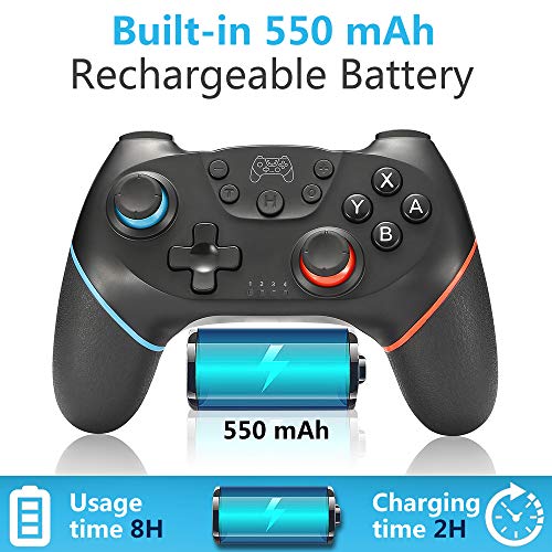 SPGOOD Mandos inalámbrico para Nintendo Switch, Bluetooth Wireless Mando Pro para Nintendo Switch/Switch Lite, Switch Remote Controller Gamepad con Turbo Dual Shock Gyro 6 ejes Somatosensory