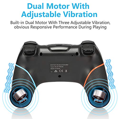 SPGOOD Mandos inalámbrico para Nintendo Switch, Bluetooth Wireless Mando Pro para Nintendo Switch/Switch Lite, Switch Remote Controller Gamepad con Turbo Dual Shock Gyro 6 ejes Somatosensory