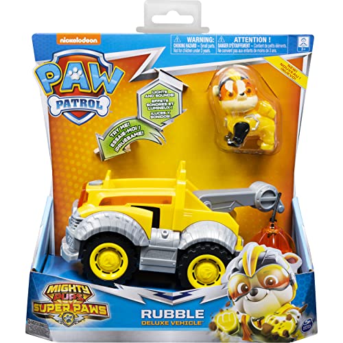 Spin Master Paw Patrol: Mighty Pups Super Paws - Rubble Deluxe Vehicle (20115477), Multicolor