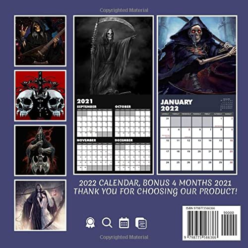 Spiral Gothic 2022 Calendar: Art Calendar 2022, January 2022 - December 2022, 12 Months, OFFICIAL Squared Monthly, Mini Planner | UK and US Official ... Calendrier | BONUS Last 4 Months 2021