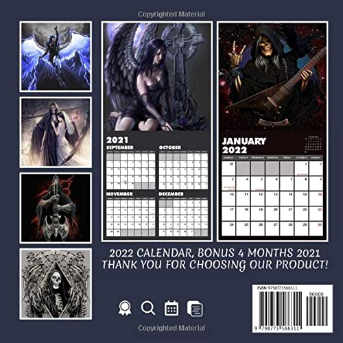 Spiral Gothic 2022 Calendar: Art Calendar 2022, January 2022 - December 2022, 12 Months, OFFICIAL Squared Monthly, Mini Planner | UK and US Official ... Calendrier | BONUS Last 4 Months 2021
