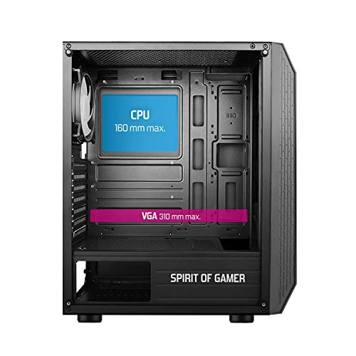 Spirit Of Gamer - Rogue Vi - PC Gamer ATX/Matx/ITX Caja - Panel Frontal Y Pared De Vidrio Templado - 4 LED RGB Direccionables Ventiladores De 120mm - Aura/MSI Mystic/ASROCK 3Pin