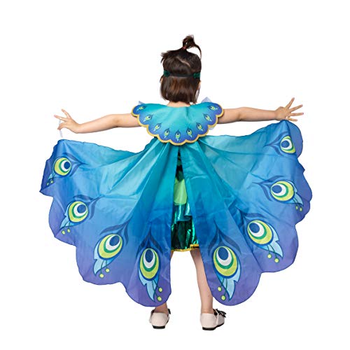 Spooktacular Creations Peacock Dress with Feather Wings and Headband for Girls Halloween Costume and Animal Costumes for Kids (Medium ( 8- 10 yrs))