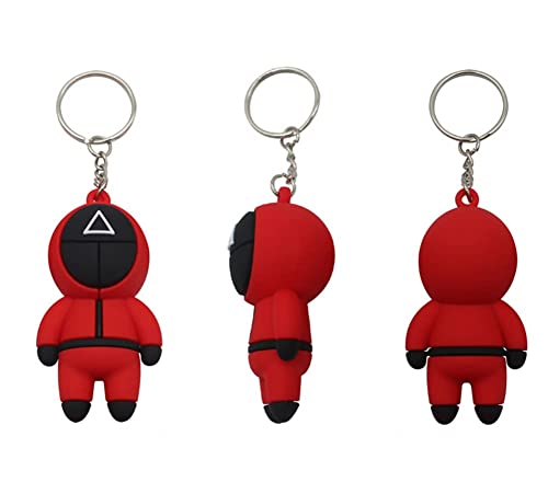 Squid Game Llavero de juego de calamar colgante, decoración de juegos de calamar cosplay colgante de PVC, para TV, videojuegos, llavero, elegante (3 piezas)