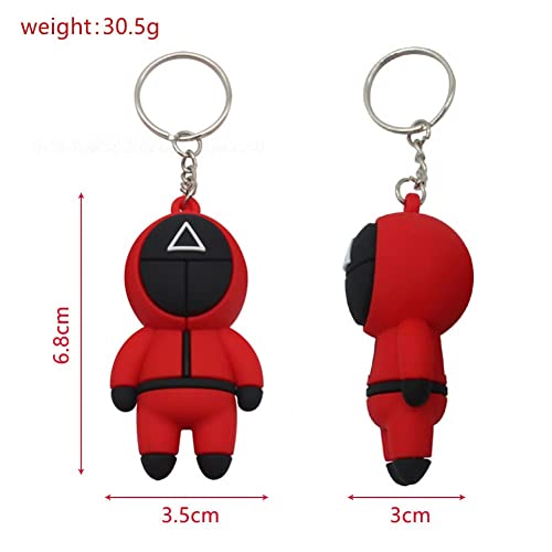 Squid Game Llavero de juego de calamar colgante, decoración de juegos de calamar cosplay colgante de PVC, para TV, videojuegos, llavero, elegante (3 piezas)