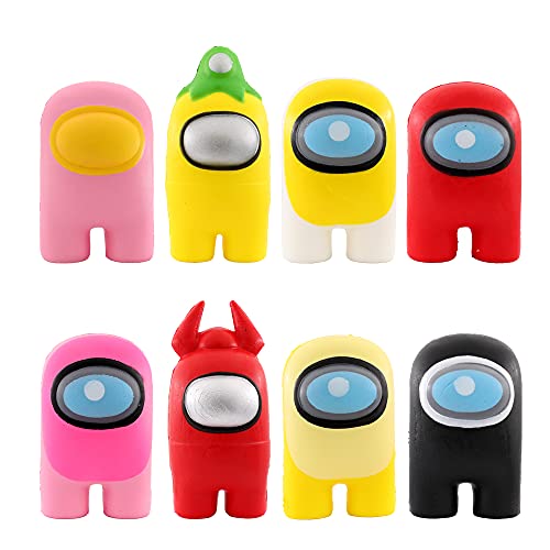 Squishy Kawaii Juguetes Pegajoso de Silicona Among Us , Muñeca de Antiestrés de Mano Dedo, Squishy de Personaje de Hombre Lobo para Niños y Adultos (Pack 6 al Azar)