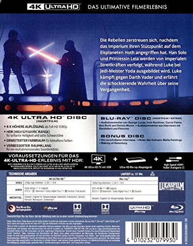 Star Wars - Das Imperium schlägt zurück (4K Ultra HD) (+ Blu-ray 2D) (+ Bonus-Blu-ray) [Alemania] [Blu-ray]