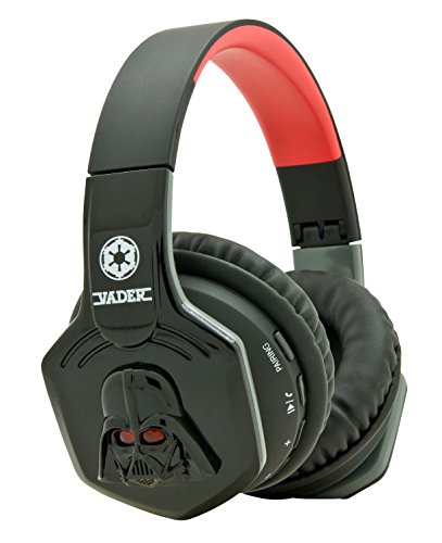 Star Wars dia Darth Vader-Cacos estéreo luminosos con Bluetooth, inalámbricos, micro integrado, almohadillas grandes y diadema ajustable, batería recargable (Lexibook BTHP500SW), color negro