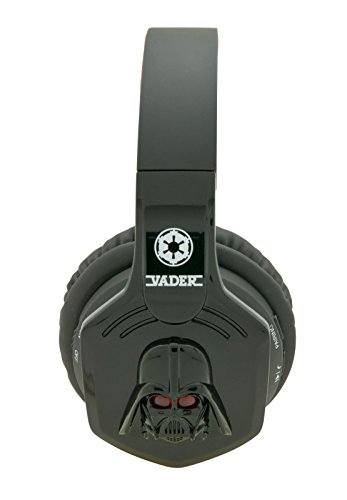 Star Wars dia Darth Vader-Cacos estéreo luminosos con Bluetooth, inalámbricos, micro integrado, almohadillas grandes y diadema ajustable, batería recargable (Lexibook BTHP500SW), color negro