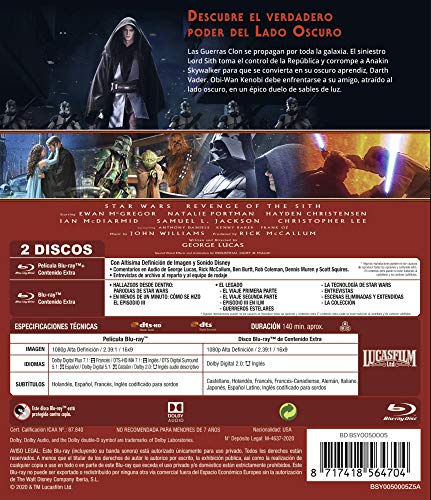 Star Wars Ep III: La venganza de los Sith (Edición remasterizada) 2 discos (película + extras) [Blu-ray]