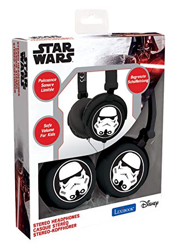 Star Wars HP015SW Auriculares Estéreo, Diadema Ajustable Y Plegable, Casco Audio (Lexibook, color negro, 20,4 x 16,8 x 73 cm