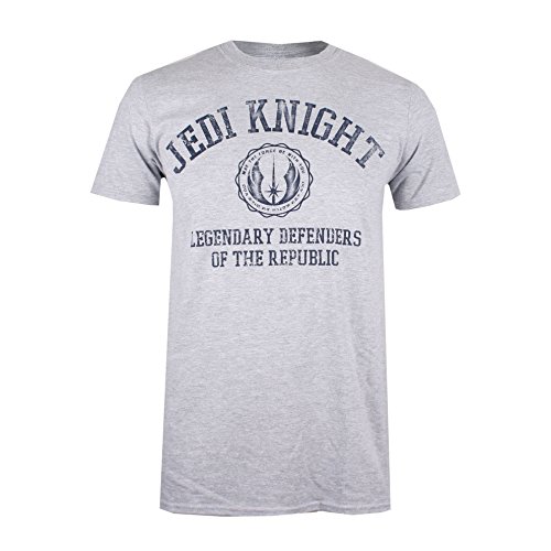 Star Wars Jedi Knight Collegiate Camiseta, Gris (Grey Marl SPO), L para Hombre