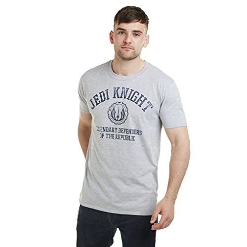 Star Wars Jedi Knight Collegiate Camiseta, Gris (Grey Marl SPO), L para Hombre