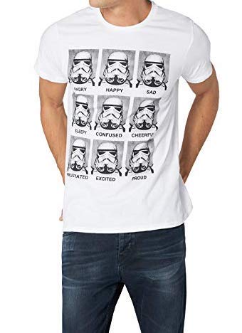Star Wars Trooper Emotions Camiseta, Blanc, XL para Hombre