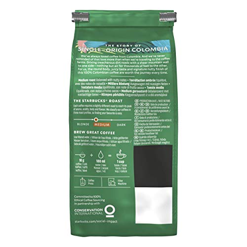 Starbucks Single Origin Colombia Café molido De Tostado Medio 6 Bolsa de 200g