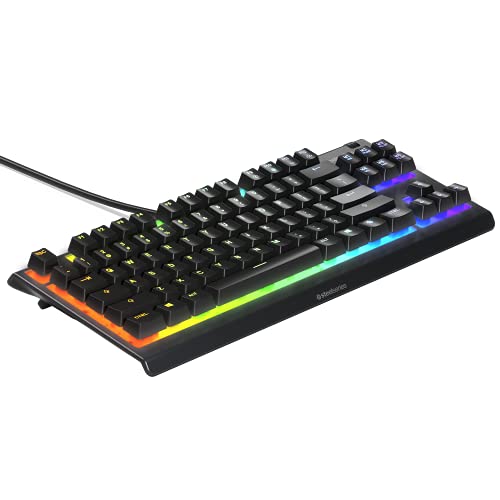 SteelSeries Apex 3 TKL RGB Gaming Keyboard - Factor forma compacto TKL de esports - Iluminación RGB de 8 zonas - Teclado QWERTY Nórdico