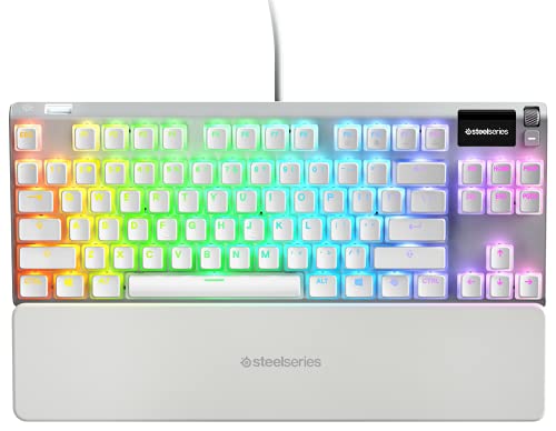 SteelSeries Apex 7 TKL Ghost - Teclado mecánico para Gaming - Pantalla Inteligente OLED - Lineal y silencioso - Teclas de Doble inyección PBT Estilo Pudding - Teclado Americano (QWERTY)