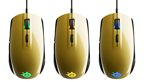 SteelSeries Rival 100 - Ratón óptico de juego, iluminación RGB, 6 botones, gestión de Software, (PC/Mac), dorado alquimia