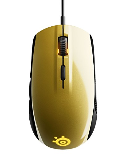 SteelSeries Rival 100 - Ratón óptico de juego, iluminación RGB, 6 botones, gestión de Software, (PC/Mac), dorado alquimia