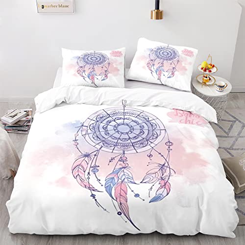 Sticker Superb. Juego de Cama Funda Nórdica Microfibra Atrapasueños, 3 Piezas, Funda Nórdica 200 x 200 cm con Cremallera + 2 Funda de Almohada 50 x 75 cm (Blanco A,Cama 105 (200 x 200 cm))